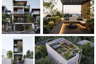 design your house interior rooftop backyard outdoor modelling and 3d rendering