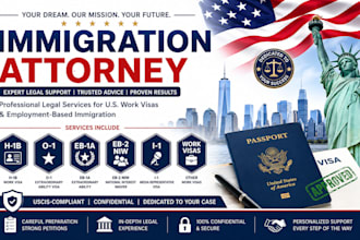 be your immigration attorney for h1b, o1, eb1a, eb2 niw,i1, and work visas