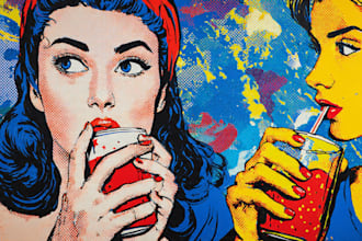 draw a retro pop art roy lichtenstein style