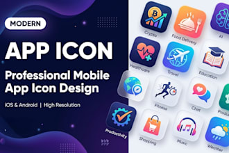 design modern mobile app icons for ios, android and web apps