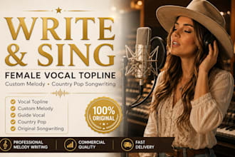 write and sing vocal topline custom melody and country pop songwriting