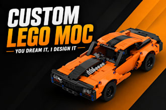 design 3d lego design set, moc, lego technic bike, car, ship, with instruction