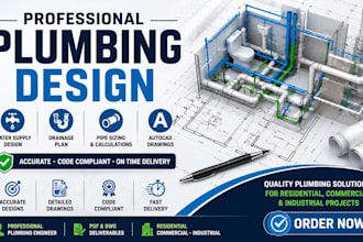 create professional plumbing design water supply   layout pipe sizing autocad