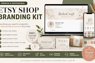 design an etsy shop branding kit, logo and banner