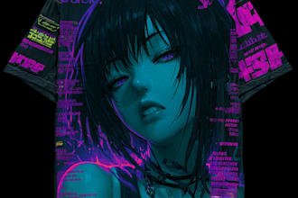 create anime tshirt design album or book cover for you