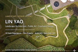 3d garden landscape design, modeling and realistic rendering