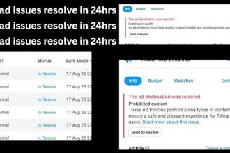 fix telegram ad, resolve telegram ad, fix decline ad, fix ad destination