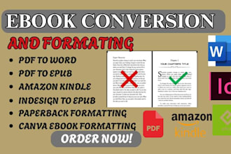 convert ebook from word, indesign, PDF to epub, format amazon kdp paperback