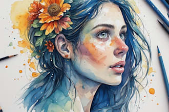 draw watercolor illustrations and children story book art