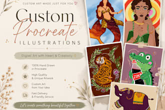 create custom procreate illustration and digital artwork