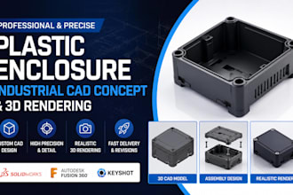 design plastic enclosure, industrial cad concept and 3d rendering