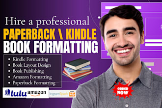 do kindle ebook formatting, paperback book formatting and KDP book layout design