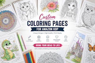 custom coloring pages for kids and adults on amazon KDP