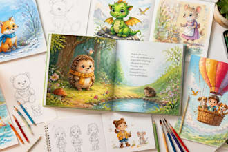 colorful children book illustration and kid storybook art
