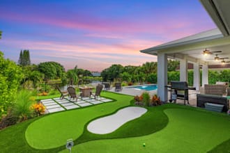 design realistic golf putting green, golf course, and landscape rendering