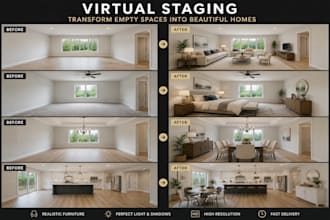 do realistic virtual staging for empty real estate photos