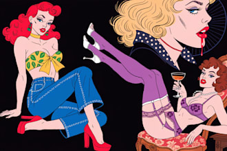 do a model pinup and pin up girl illustration