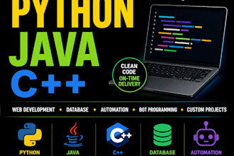 code python java cpp projects, web apps, databases, automation bots and scripts