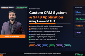 build a custom CRM system using laravel PHP with admin panel