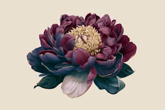 create botanical illustration of flower logo illustration