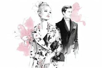 draw fashion sketch, portrait, digital illustration