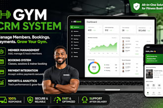 build gym CRM website with membership booking and management system