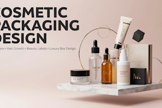 design cosmetic box design hair growth, skincare packaging and label design