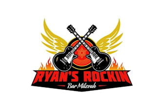 make winning music brand logo for rocking bar mitzvah party