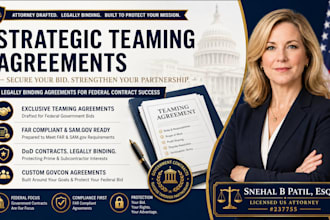 draft a legally binding teaming agreement for dod federal contracts USA