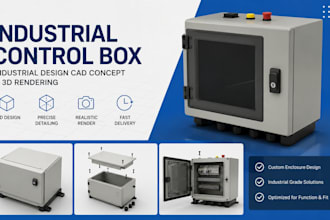 design industrial control box, industrial design cad concept and 3d rendering