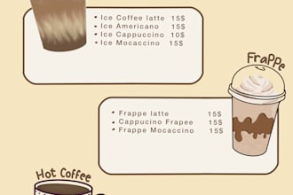 design an eye catching menu, flyer, and price list