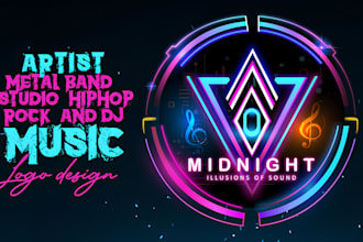 do custom dj, band, artist, edm and music logo design
