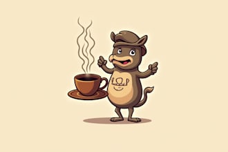do make new style coffee shop mascot logo design with unlimited revisions