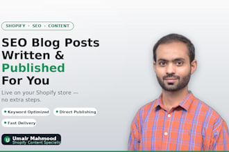 do fast SEO shopify blog writing and publish it live