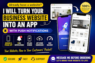 turn your business website into app with push notifications and splash screen
