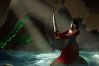 illustrate semi realistic digital anime art or manga art, no ai