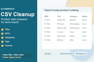 clean and organize ecommerce product CSV for import