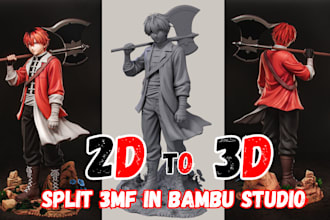 convert 2d to 3d model from image sketch logo drawing for stl file 3d printing