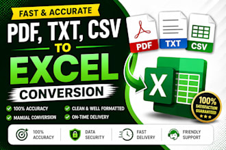 convert PDF, txt, and CSV files into excel