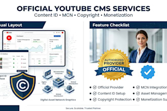 setup youtube cms account, content id, mcn, copyright and monetization service