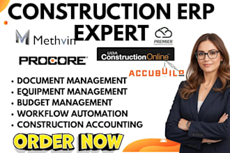 setup construction erp procore constructiononline methvin premier accubuild erp