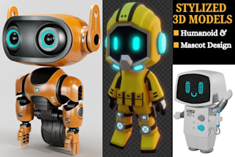 do 3d robot modeling scifi character design stylized 3d mascot models