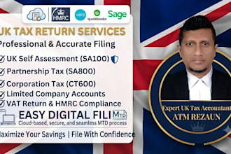 file UK tax returns, ct600, sa100, sa800, company accounts and vat return