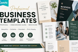 design editable canva business proposal, onboarding guide and brochure templates