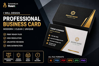 design a modern, professional and print ready business card