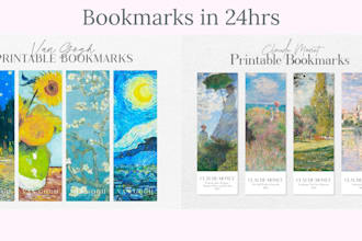 design unique custom printable bookmarks ready to print in 24 hours