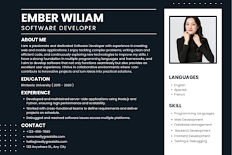 design a professional resume and CV template in canva