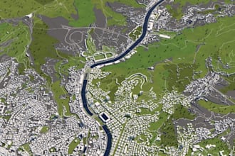 revamp 3d city scape, urban drawing, real estate site plan layout,cgi landscape