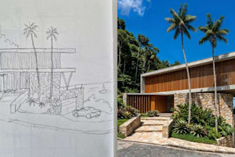 sketch to3d visualization,interior basement layout,coastal hillside,cgi exterior