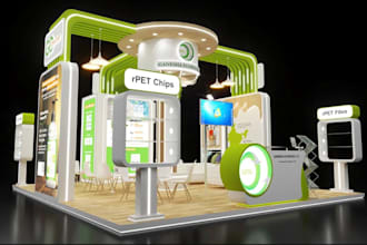 design modern 3d exhibition stall, trade show booth, expo stand, pop up shop
